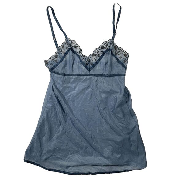 Vintage Victoria’s Secret Women’s Size S Blue Sheer Floral Embroidered Lingerie - Picture 1 of 6